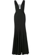 Zac Zac Posen V-neck Gown, Women's, Size: 6, Black, Polyester/acetate