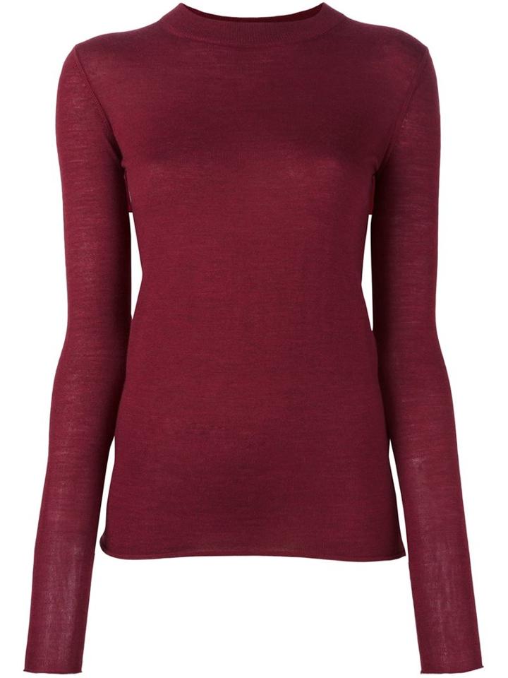 Joseph Round Neck Jumper, Women's, Size: Large, Red, Merino