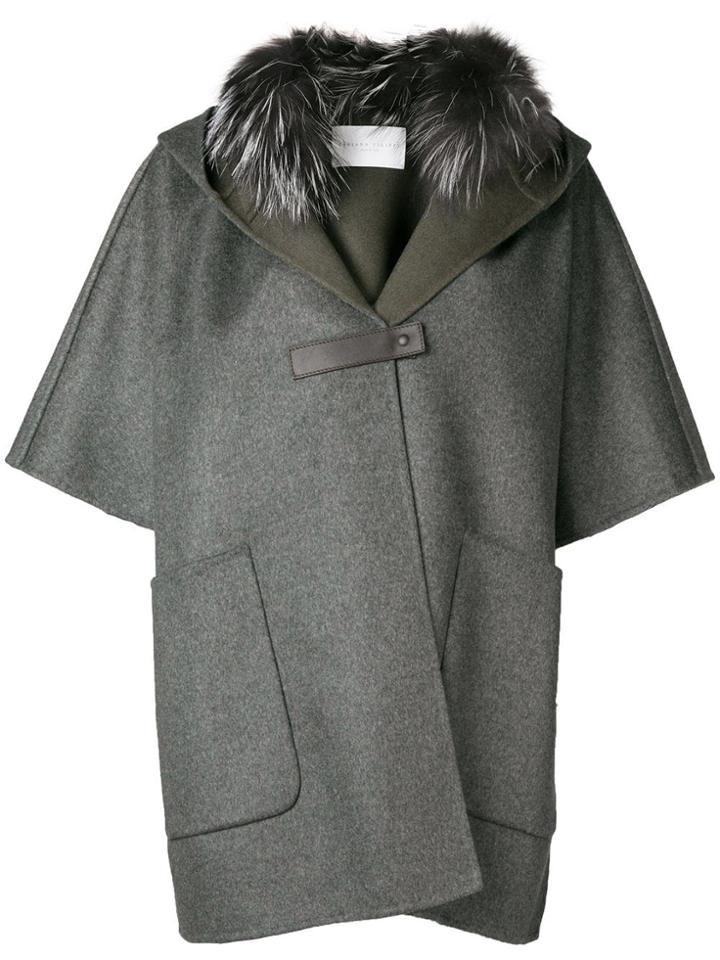 Fabiana Filippi Fur Collared Cape Coat - Grey