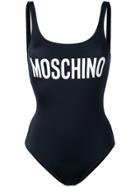 Moschino Low Back Logo Swimsuit - Black