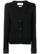 Thom Browne Sequin Cuff Wool Cardigan - Black