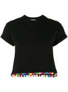 Forte Couture - Pom Pom Trim T-shirt - Women - Cotton/polyester - M, Black, Cotton/polyester