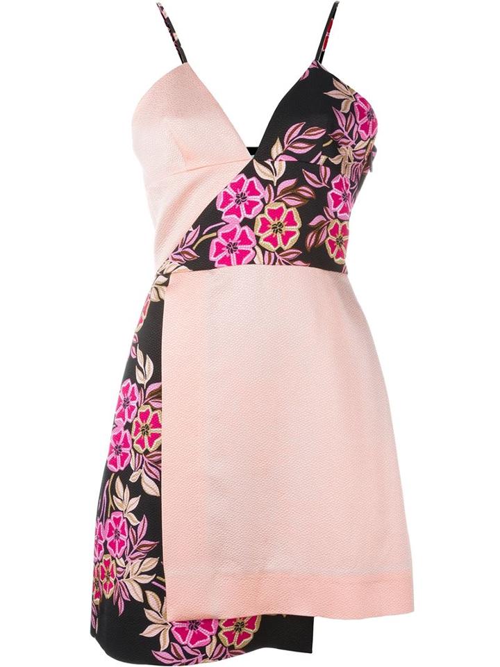 Msgm Floral Print Asymmetric Dress