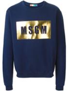 Msgm Logo Print Sweatshirt, Men's, Size: Xs, Blue, Cotton