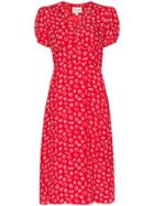 Harley Viera Newton Paula Shell Print Midi Silk Dress - Red