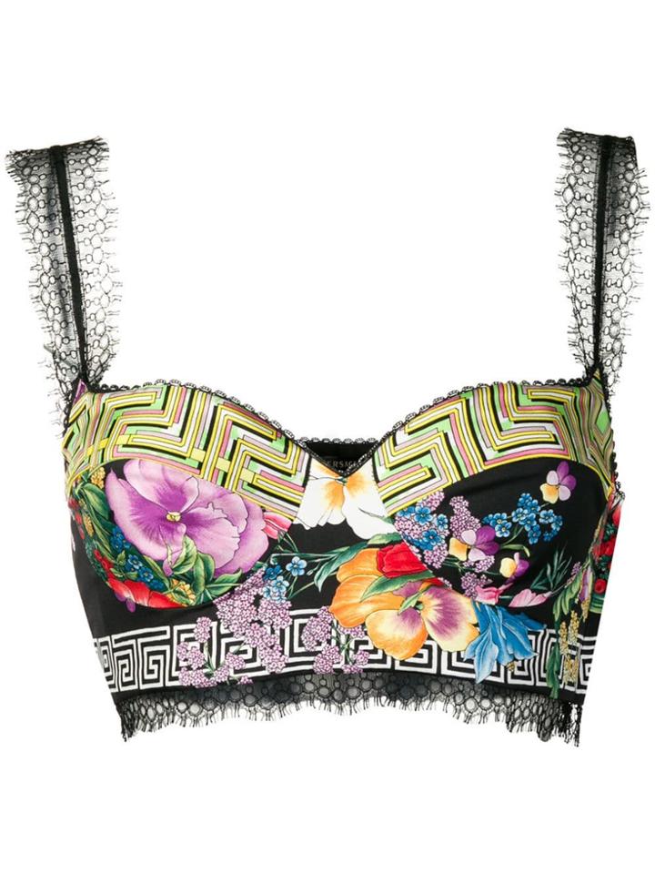 Versace Vintage Print Bralet - Black