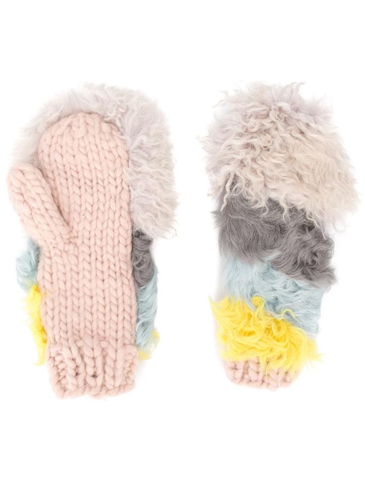 Urbancode Striped Panelled Gloves - Neutrals