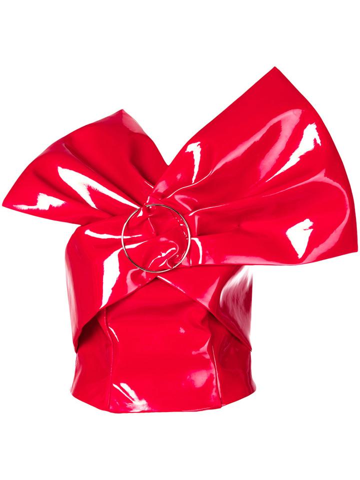 Seen? - Draped Latex Blouse - Women - Silk/polyester/latex - M, Red, Silk/polyester/latex