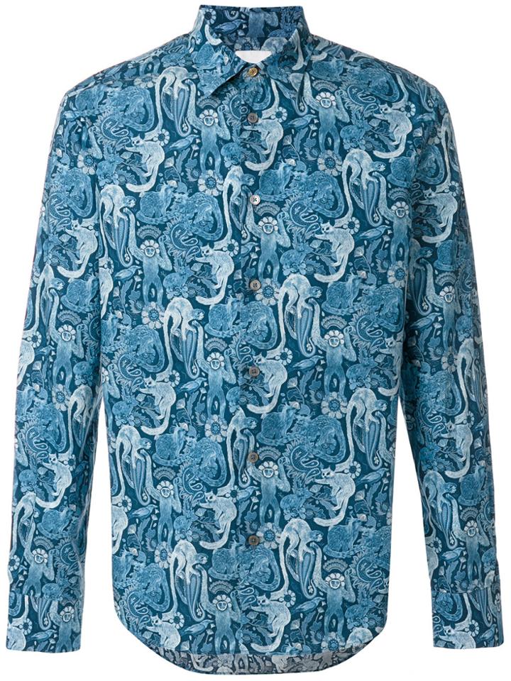 Paul Smith Paisley Monkey Print Shirt - Blue