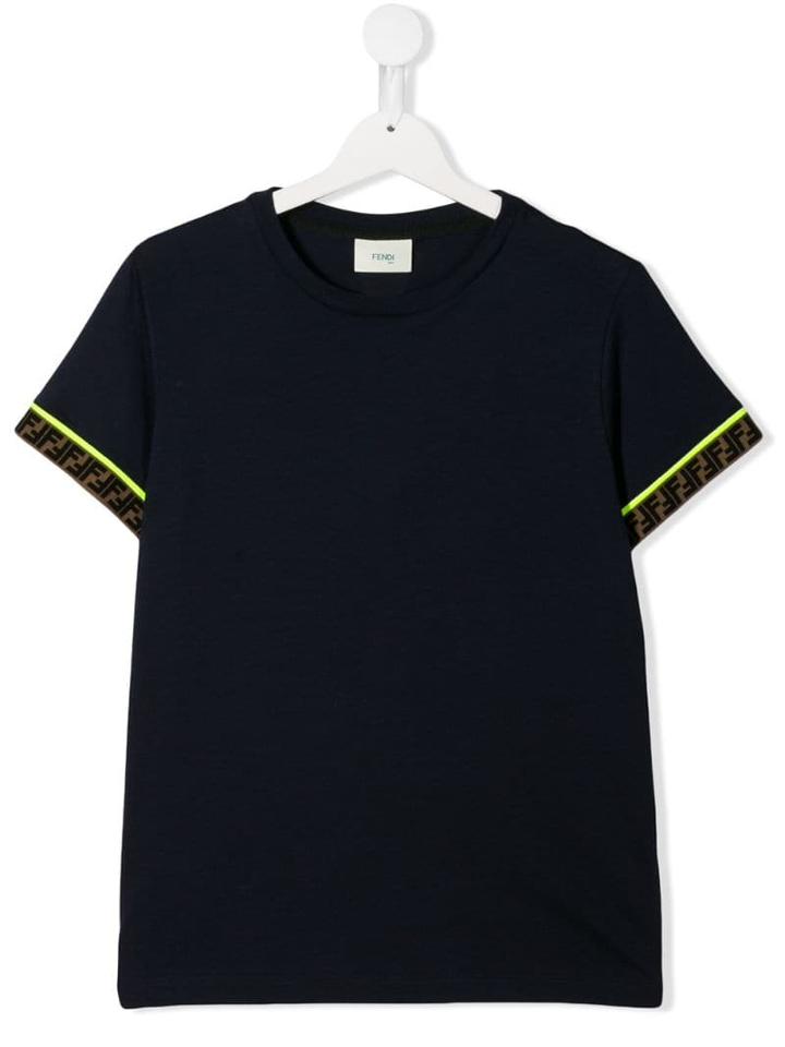 Fendi Kids Logo Sleeve T-shirt - Blue