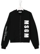 Msgm Kids Teen Logo Print Bomber Jacket - Black