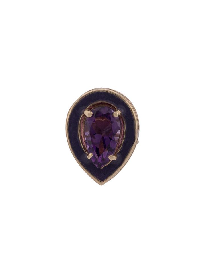 Alison Lou 14kt Yellow Gold Amethyst Stud