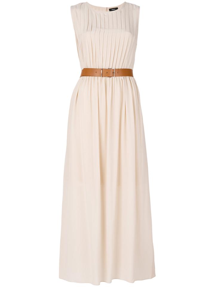 Theory Belted Maxi Dress - Nude & Neutrals