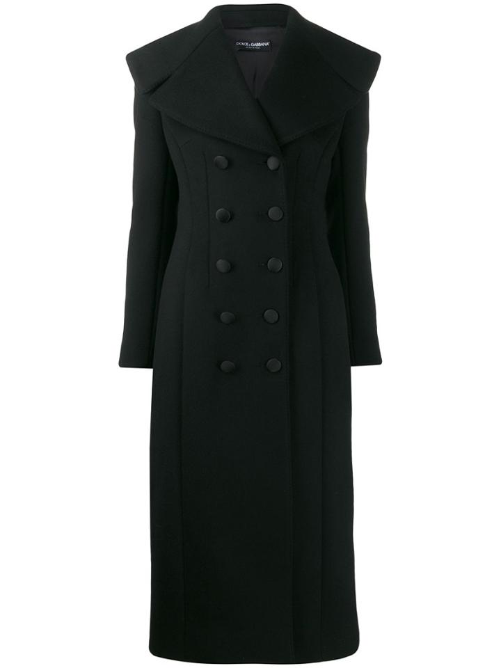 Dolce & Gabbana Oversized Lapel Long Coat - Black