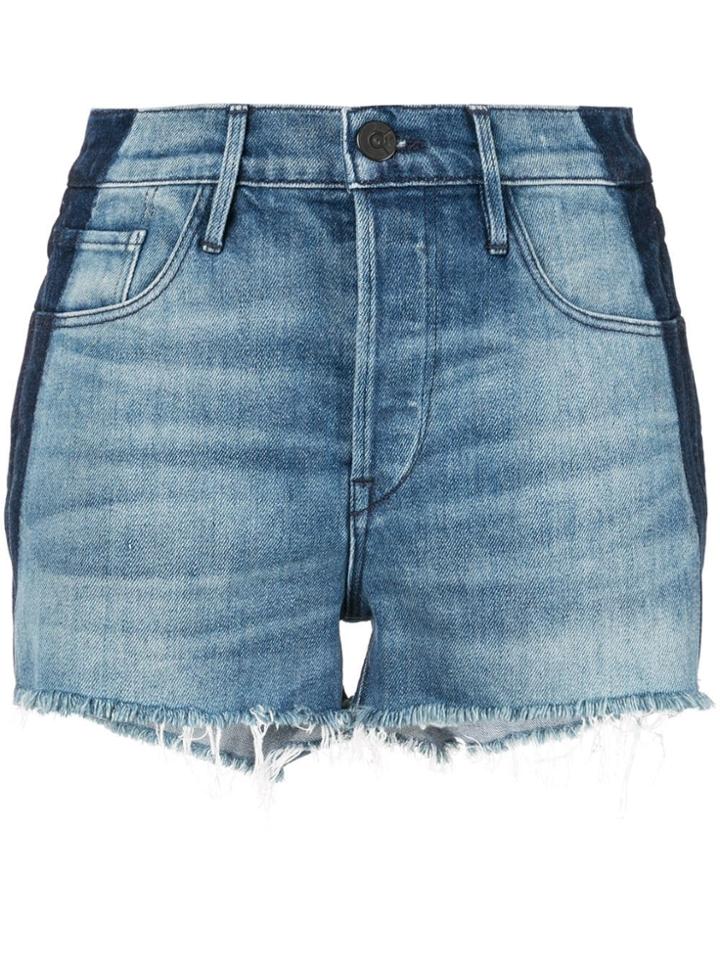 3x1 Frayed Mid Rise Shorts - Blue