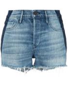 3x1 Frayed Mid Rise Shorts - Blue