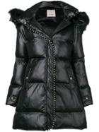 Pinko Hooded Quilt Coat - Black