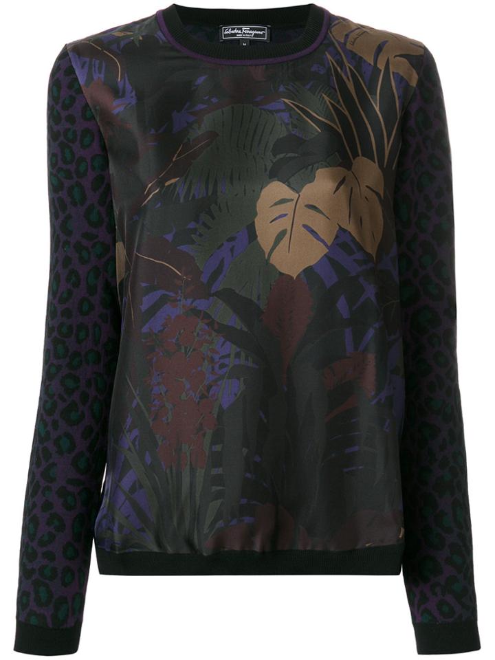 Salvatore Ferragamo Foliage Print Knitted Top - Multicolour