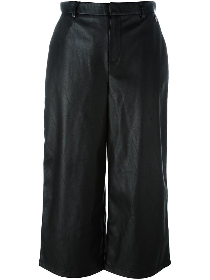 Twin-set Wide-legged Cropped Trousers, Women's, Size: Large, Black, Polyester/polyurethane