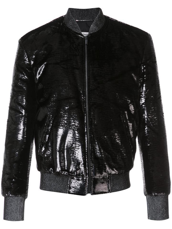 Saint Laurent - Shiny Bomber Jacket - Men - Silk/polyamide - 54, Black, Silk/polyamide