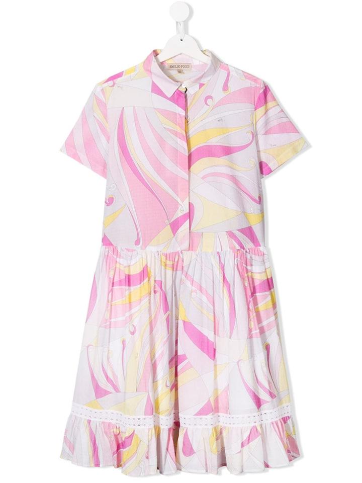 Emilio Pucci Junior Teen Printed Shirt Dress - Pink