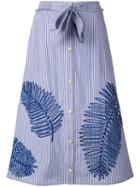 Tanya Taylor - Stripe Buttoned Midi Skirt - Women - Cotton - 2, Blue, Cotton