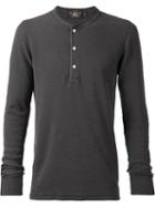 Rrl Ribbed Henley T-shirt, Men's, Size: L, Grey, Cotton