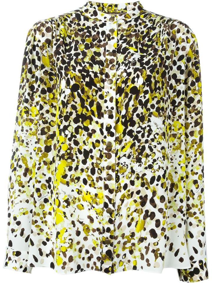 Roberto Cavalli Printed Band Collar Blouse