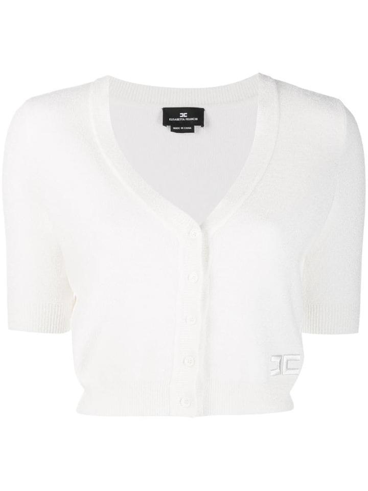 Elisabetta Franchi Short-sleeve Knitted Cardigan - White