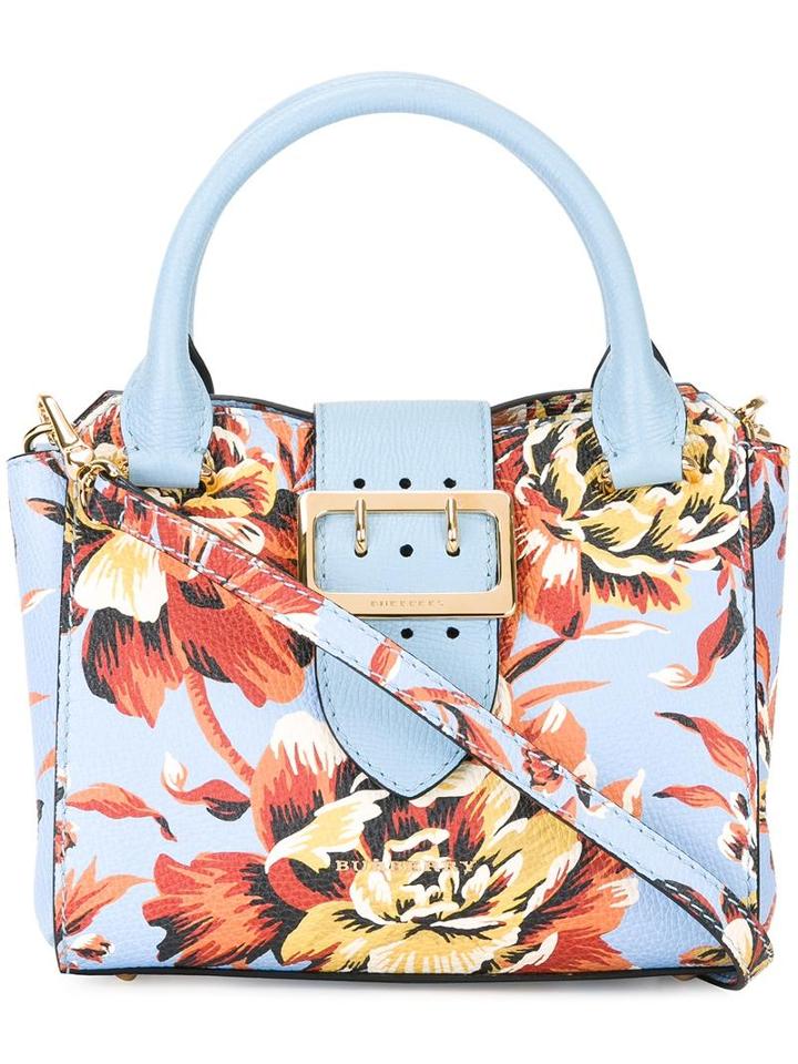 Burberry Floral Print Tote, Women's, Blue