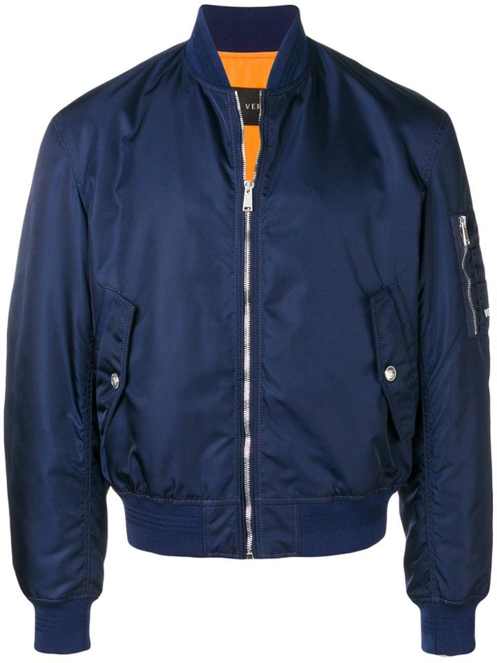 Versace Zipped Bomber Jacket - Blue