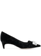 Sergio Rossi Crystal-embellished Velvet Pumps - Black