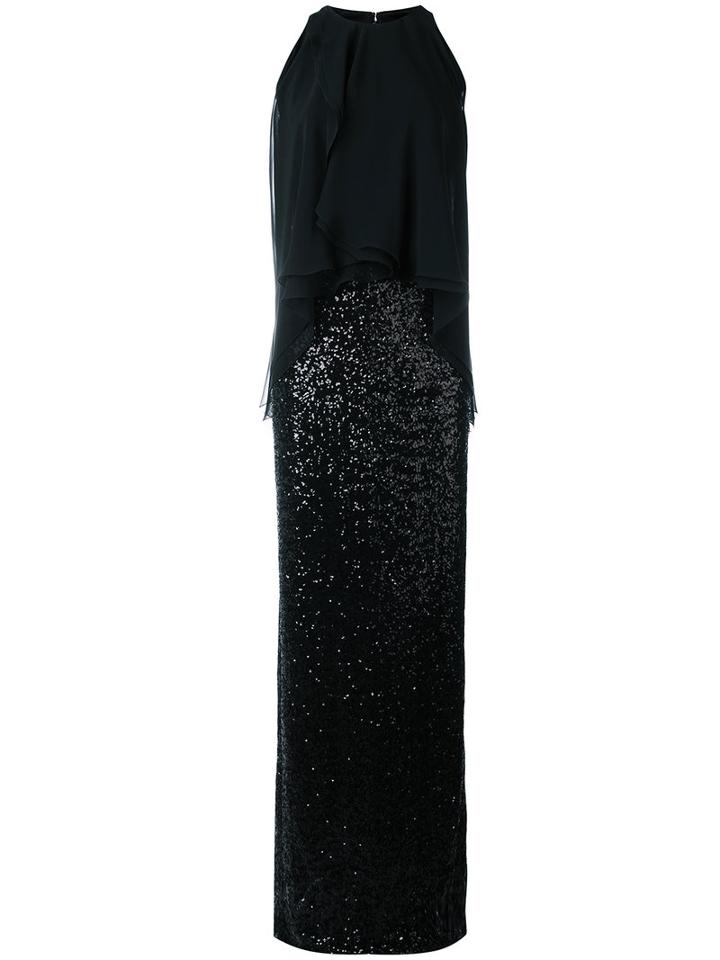 Talbot Runhof - Layered Cape Gown - Women - Polyester/spandex/elastane/cupro - 36, Black, Polyester/spandex/elastane/cupro