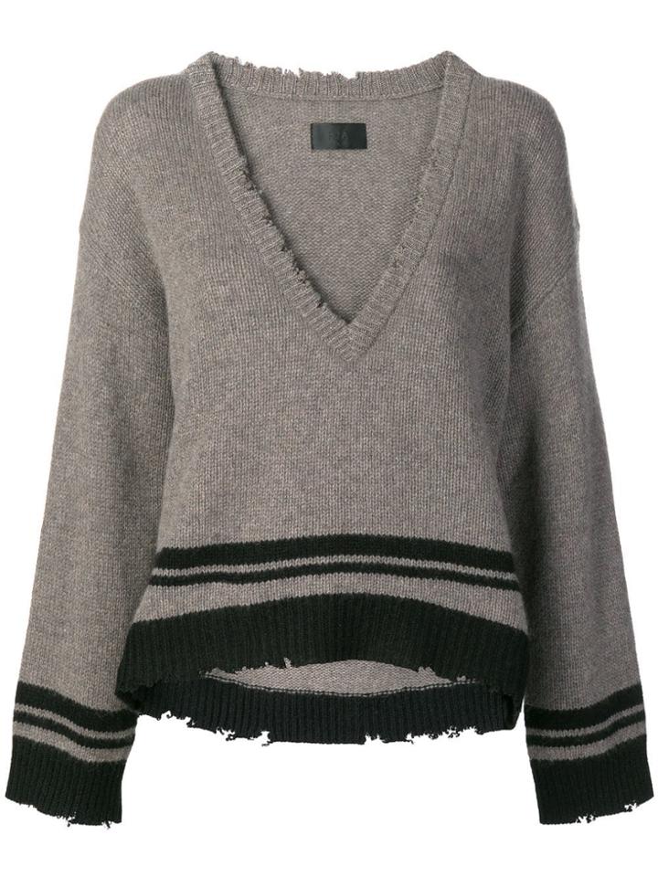 Rta V-neck Boxy Sweater - Grey