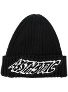 Diesel Slogan Embroidered Beanie Hat - Black