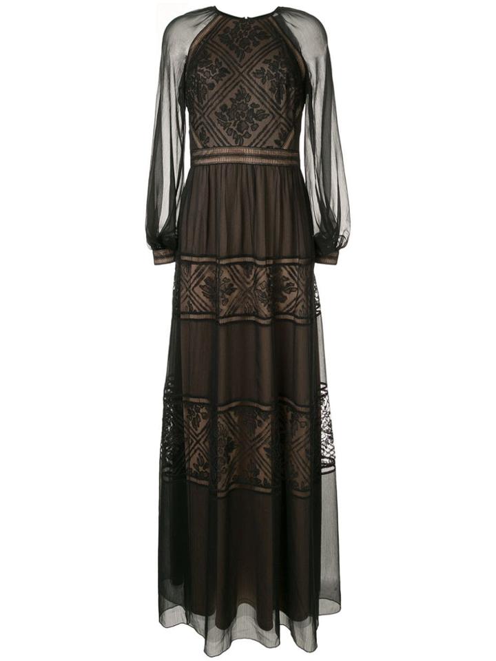 Tadashi Shoji Embroidered Detail Longsleeved Dress - Black