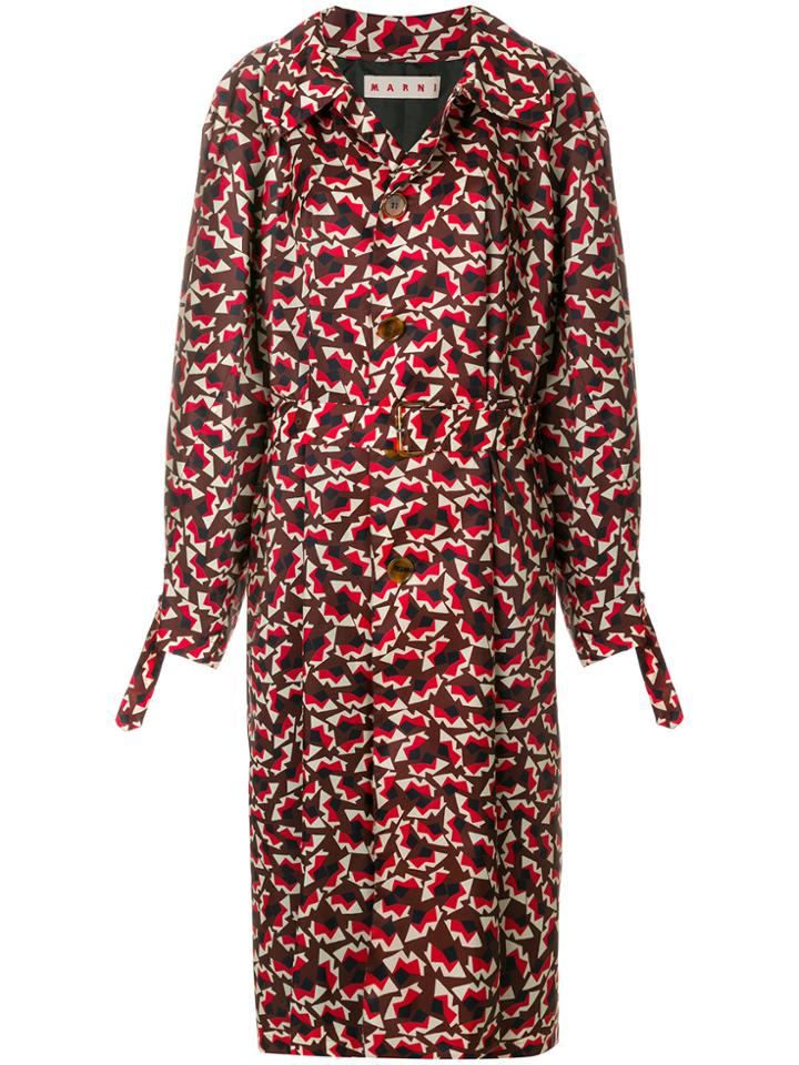 Marni Geometric Patterned Trench Coat - Multicolour