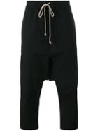 Rick Owens Cropped Trousers, Men's, Size: 50, Black, Cotton/spandex/elastane