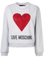 Love Moschino Tinsel Heart Logo Sweatshirt - Grey