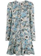 Veronica Beard Floral Flared Dress - Blue