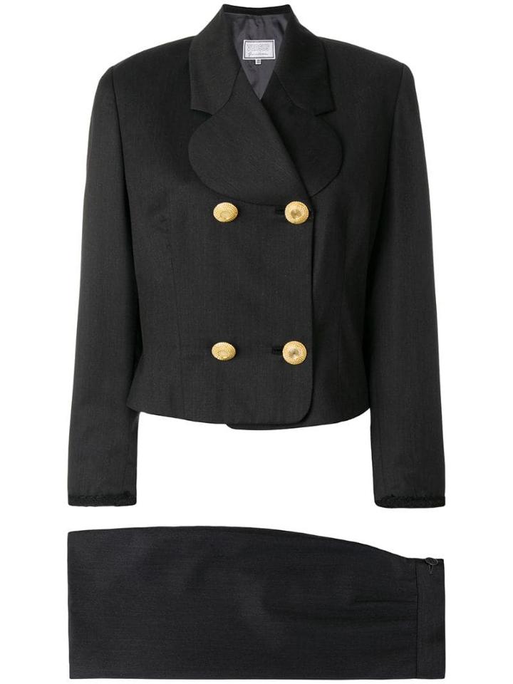 Versus Pre-owned Double-breasted Skirt Suit - Black