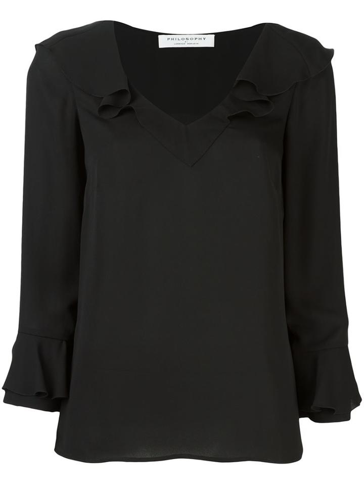 Philosophy Di Lorenzo Serafini Ruffle Detail Blouse, Women's, Size: 38, Black, Polyester