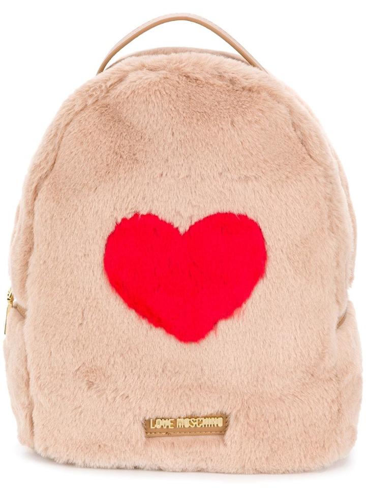 Love Moschino Faux Fur Backpack - Neutrals