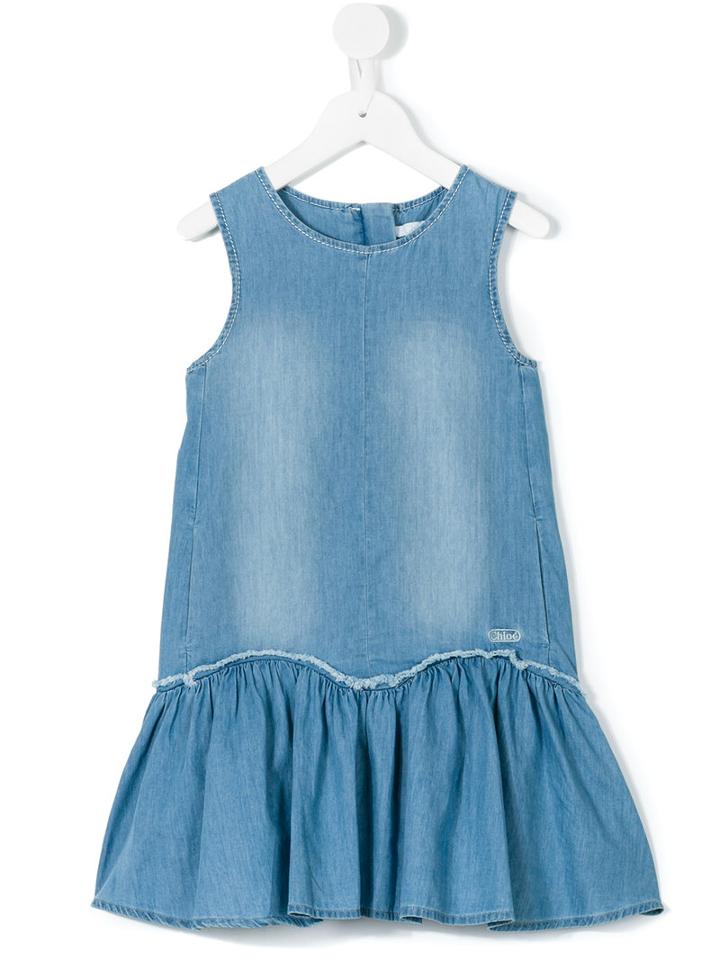 Chloé Kids - Stonewashed Denim Dress - Kids - Cotton - 8 Yrs, Girl's, Blue