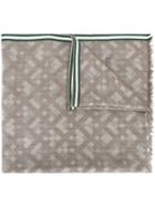 Bally Geometric Pattern Scarf, Adult Unisex, Grey, Silk/cotton/cashmere