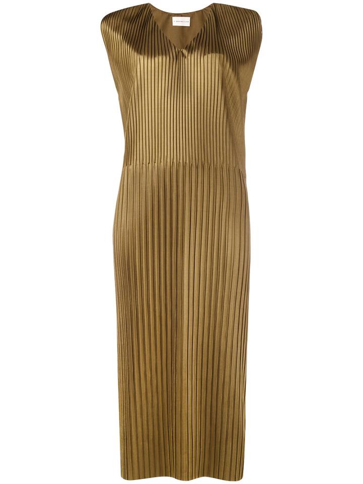Simon Miller - Metallic Pleated Mid-length Dress - Women - Polyester/triacetate - 2, Women's, Green, Polyester/triacetate