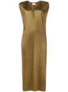 Simon Miller - Metallic Pleated Mid-length Dress - Women - Polyester/triacetate - 2, Women's, Green, Polyester/triacetate
