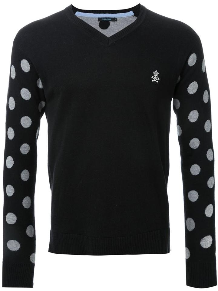Guild Prime Polka-dot Intarsia Sweater, Men's, Size: 1, Black, Cotton/rayon