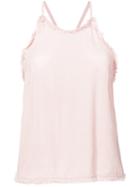 Raquel Allegra - Frayed Hem Racerback Tank - Women - Rayon - 2, Pink/purple, Rayon
