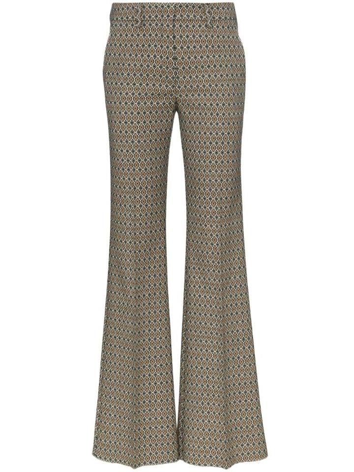 Etro Jacquard Geometric Pattern Trousers - Brown